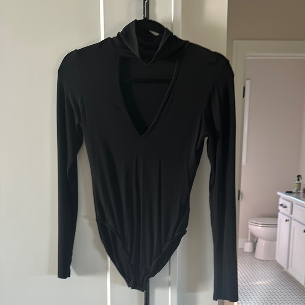 Urban Outfitters Black Long Sleeve Cut Out Bodysuit
